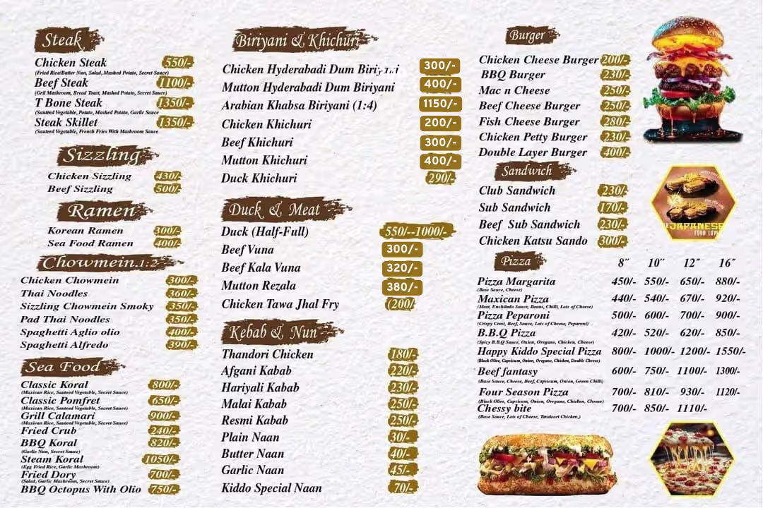 Happy Kiddo restaurant specials menu page 2 in Barisal