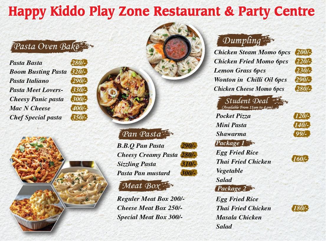 Happy Kiddo kids menu page 3 for family dining in Barisal